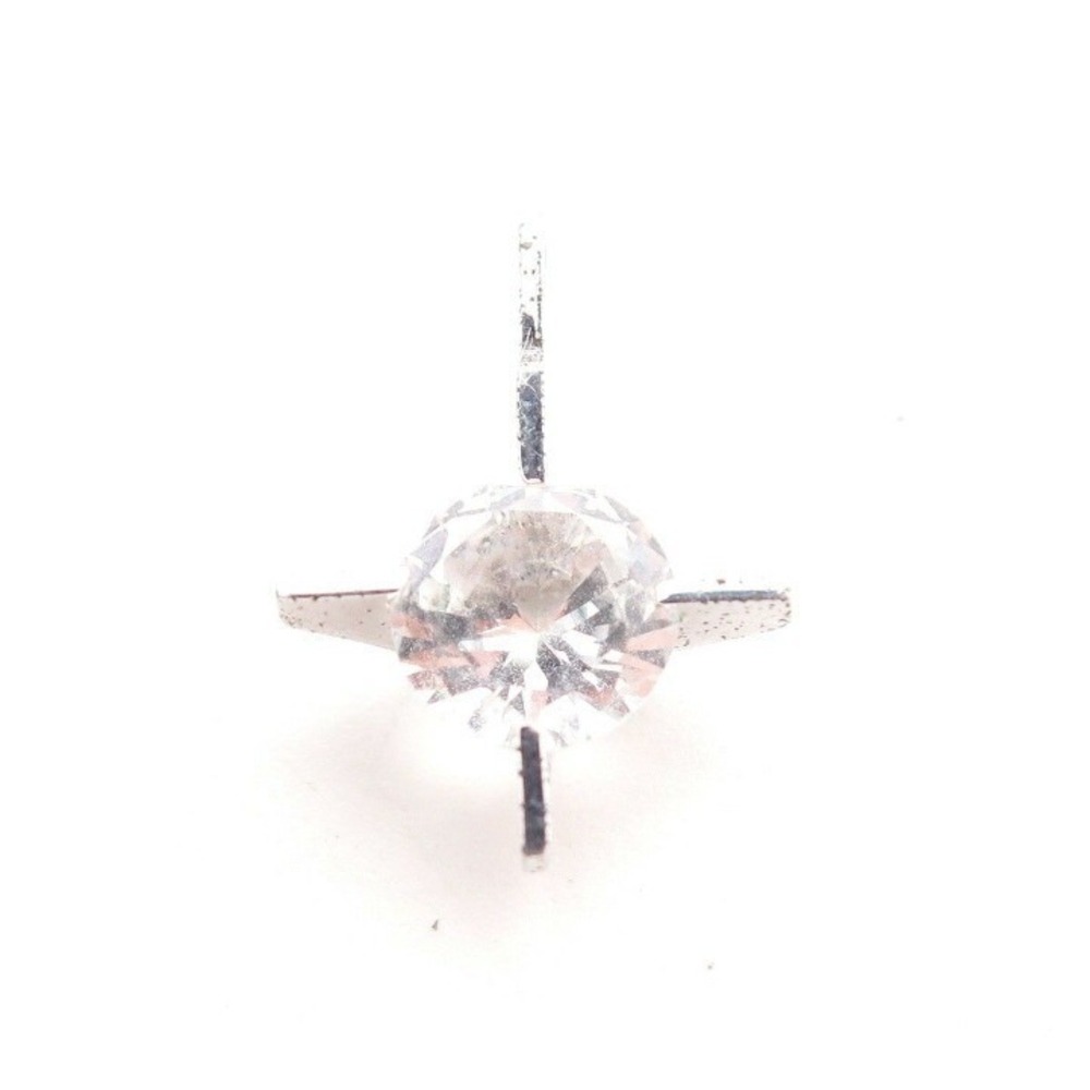 Vintage Large Clear CZ Stone silver plated‎ solitaire cross pendant